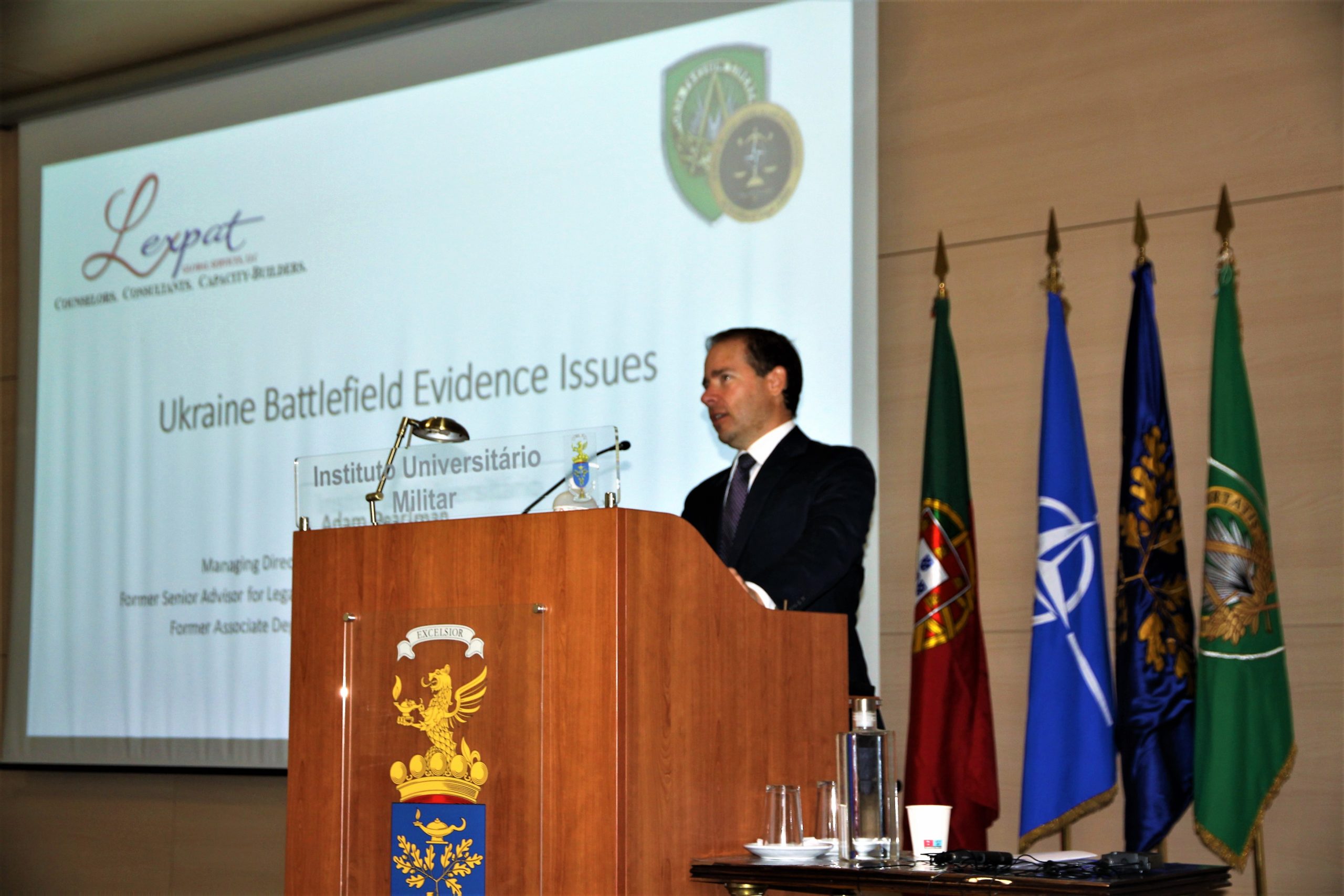 Adam Pearlman presenting at NATO ILC on battlefield evidence